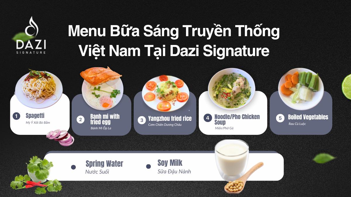 Menu Bữa Sáng Truyền Thống Việt Nam Tại Dazi Signature